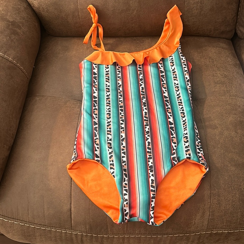 Girls Wet & Western Cheetah Serape one piece bathing suit